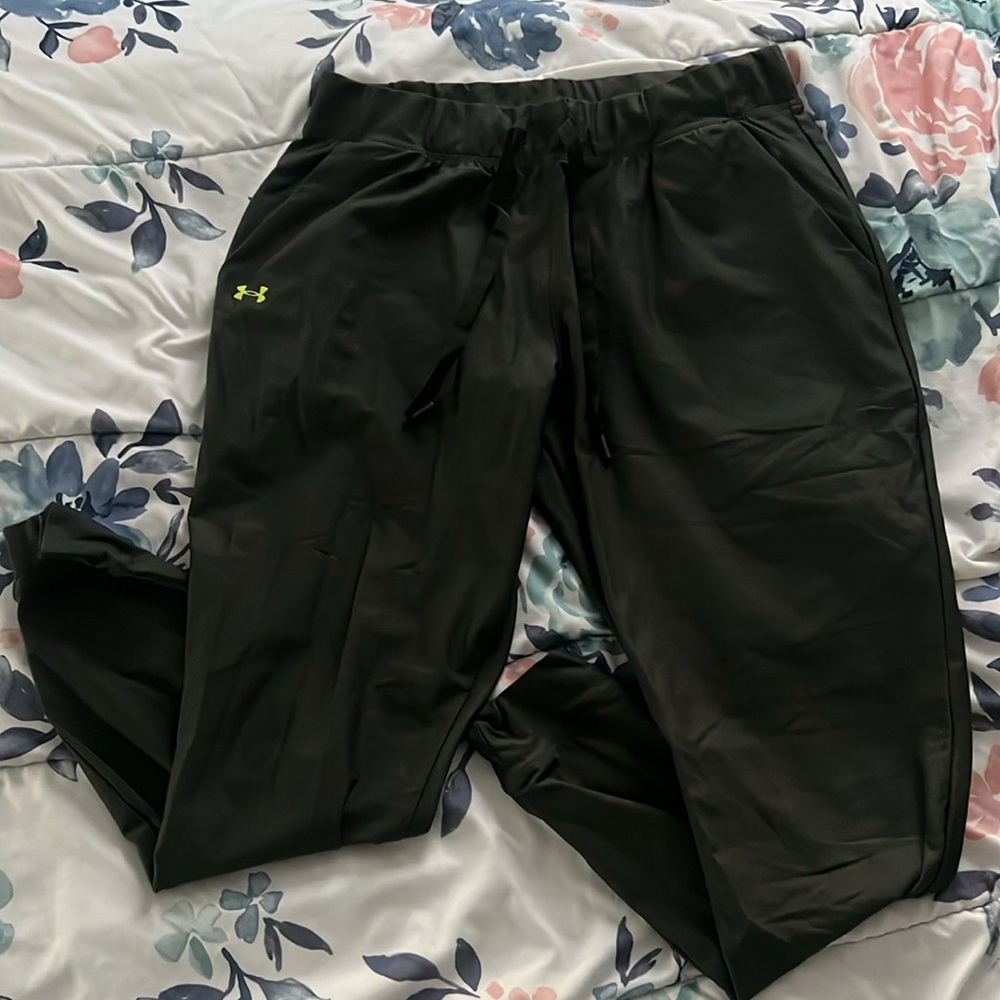 Under Armour Black Track Pants with Neon Logo